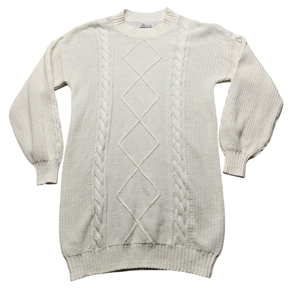 Hollister Womens Cream Cable Knit Diamond Sweater Dress White Size S Regular